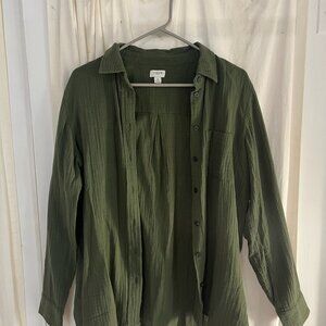 light and airy J. Crew double gauze button up shirt - Olive Green - S